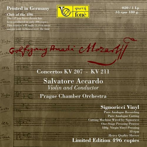 Mozart Violinkonzerte 1 & 2 Salvatore Accardo Fone LP