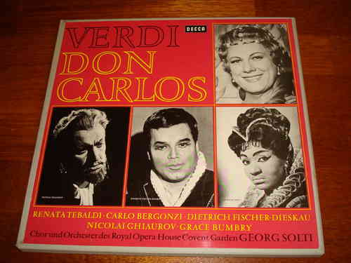 Verdi Don Carlo Solti Ghiaurov TebaIdi Fischer-Dieskau Decca 4 LP Box B/G